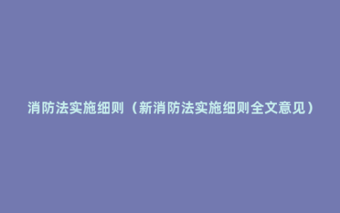 消防法实施细则（新消防法实施细则全文意见）