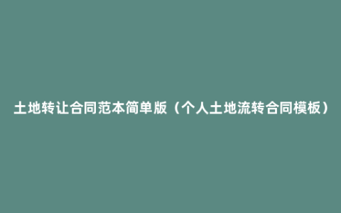 土地转让合同范本简单版（个人土地流转合同模板）