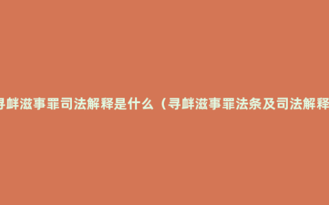 寻衅滋事罪司法解释是什么（寻衅滋事罪法条及司法解释）