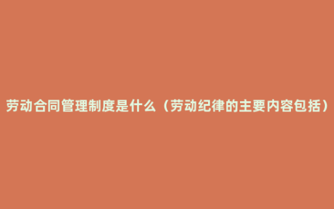 劳动合同管理制度是什么（劳动纪律的主要内容包括）