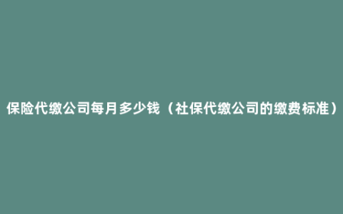 保险代缴公司每月多少钱（社保代缴公司的缴费标准）