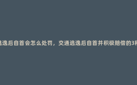 肇事逃逸后自首会怎么处罚， 交通逃逸后自首并积极赔偿的3种处理