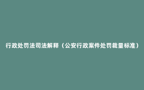 行政处罚法司法解释（公安行政案件处罚裁量标准）