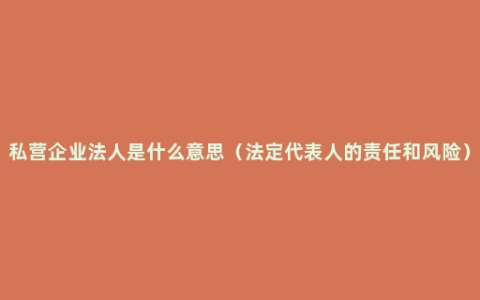 私营企业法人是什么意思（法定代表人的责任和风险）