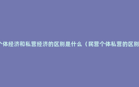 个体经济和私营经济的区别是什么（民营个体私营的区别）