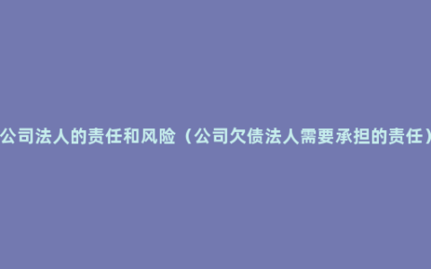 公司法人的责任和风险（公司欠债法人需要承担的责任）