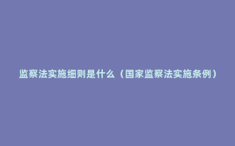 监察法实施细则是什么（国家监察法实施条例）