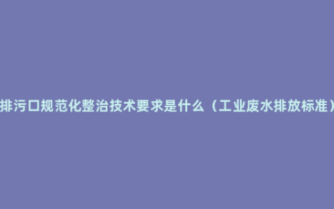 排污口规范化整治技术要求是什么（工业废水排放标准）