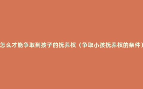 怎么才能争取到孩子的抚养权（争取小孩抚养权的条件）