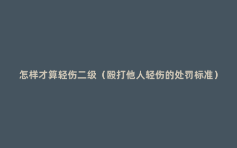 怎样才算轻伤二级（殴打他人轻伤的处罚标准）