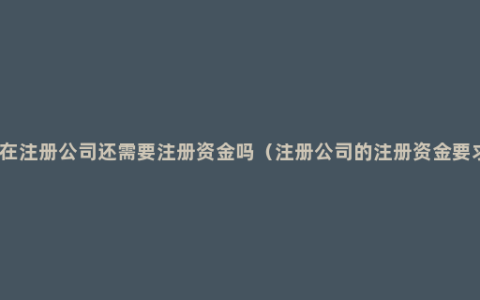 现在注册公司还需要注册资金吗（注册公司的注册资金要求）