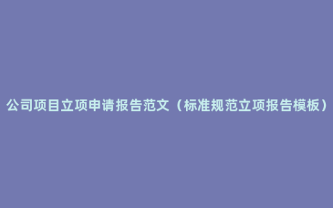 公司项目立项申请报告范文（标准规范立项报告模板）