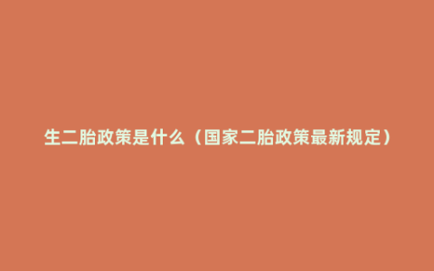 生二胎政策是什么（国家二胎政策最新规定）