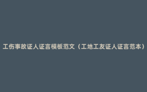 工伤事故证人证言模板范文（工地工友证人证言范本）