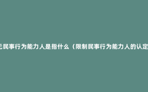 无民事行为能力人是指什么（限制民事行为能力人的认定）