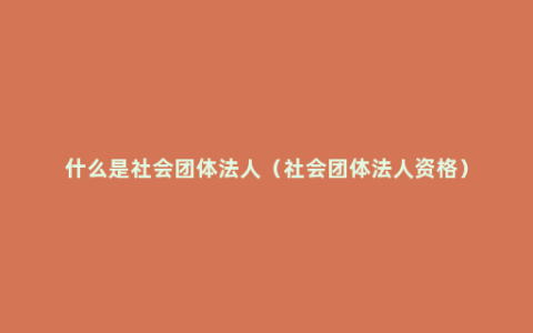 什么是社会团体法人（社会团体法人资格）