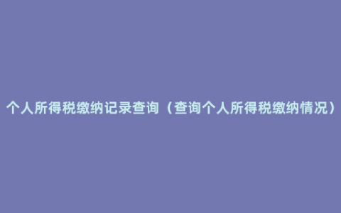 个人所得税缴纳记录查询（查询个人所得税缴纳情况）