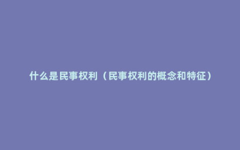 什么是民事权利（民事权利的概念和特征）