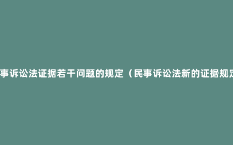 民事诉讼法证据若干问题的规定（民事诉讼法新的证据规定）