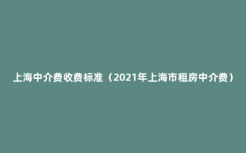 上海中介费收费标准（2021年上海市租房中介费）