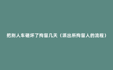 把别人车砸坏了拘留几天（派出所拘留人的流程）