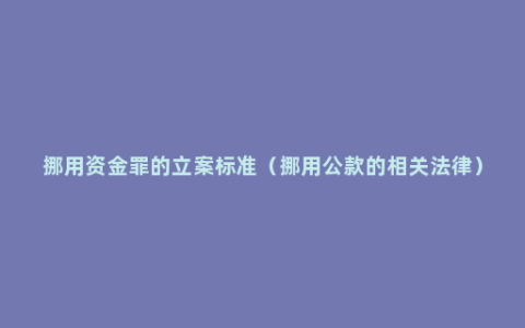 挪用资金罪的立案标准（挪用公款的相关法律）