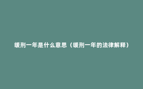 缓刑一年是什么意思（缓刑一年的法律解释）