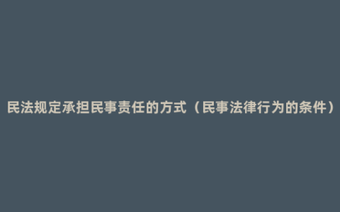 民法规定承担民事责任的方式（民事法律行为的条件）