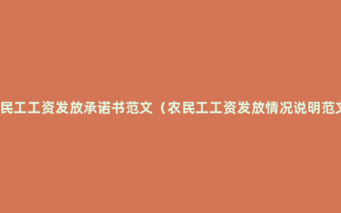 农民工工资发放承诺书范文（农民工工资发放情况说明范文）