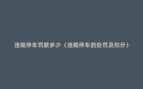 违规停车罚款多少（违规停车的处罚及扣分）