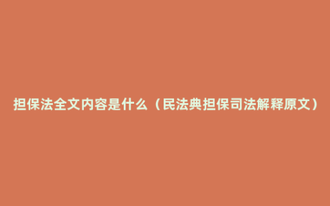 担保法全文内容是什么（民法典担保司法解释原文）