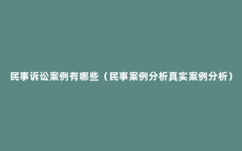 民事诉讼案例有哪些（民事案例分析真实案例分析）