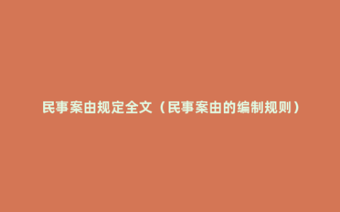 民事案由规定全文（民事案由的编制规则）