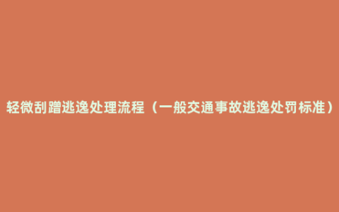 轻微刮蹭逃逸处理流程（一般交通事故逃逸处罚标准）