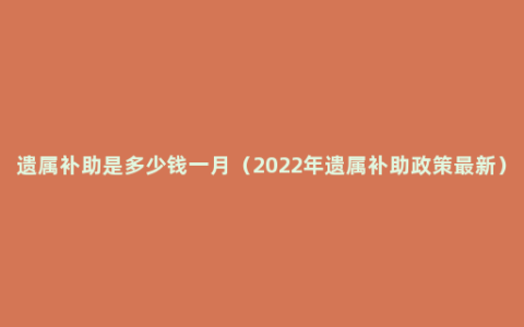 遗属补助是多少钱一月（2022年遗属补助政策最新）