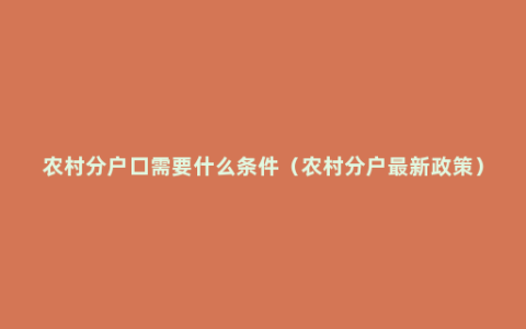 农村分户口需要什么条件（农村分户最新政策）