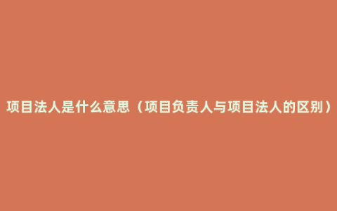 项目法人是什么意思（项目负责人与项目法人的区别）