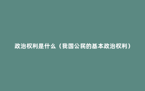 政治权利是什么（我国公民的基本政治权利）