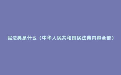 民法典是什么（中华人民共和国民法典内容全部）