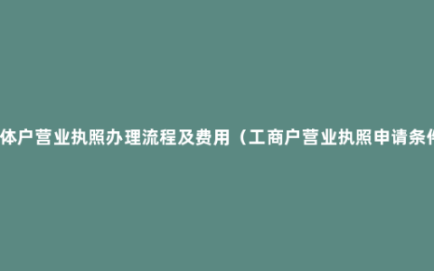 个体户营业执照办理流程及费用（工商户营业执照申请条件）