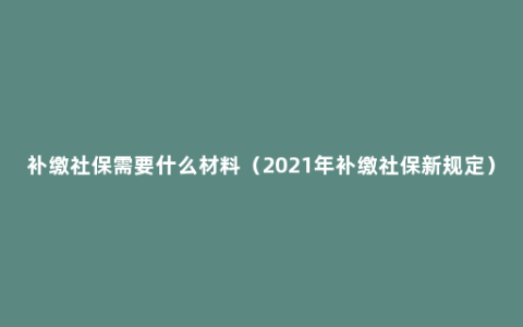 补缴社保需要什么材料（2021年补缴社保新规定）