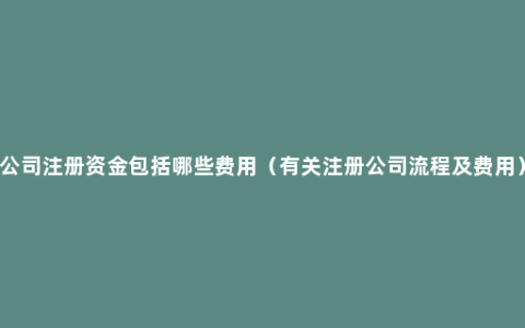 公司注册资金包括哪些费用（有关注册公司流程及费用）