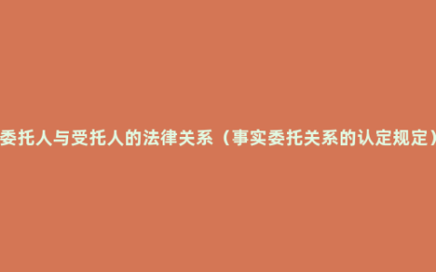 委托人与受托人的法律关系（事实委托关系的认定规定）