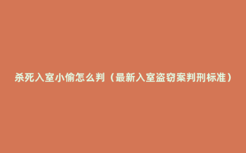 杀死入室小偷怎么判（最新入室盗窃案判刑标准）