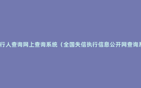 被执行人查询网上查询系统（全国失信执行信息公开网查询系统）