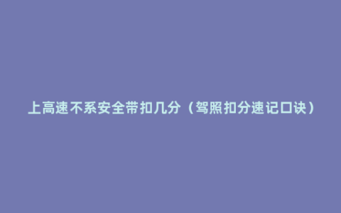 上高速不系安全带扣几分（驾照扣分速记口诀）