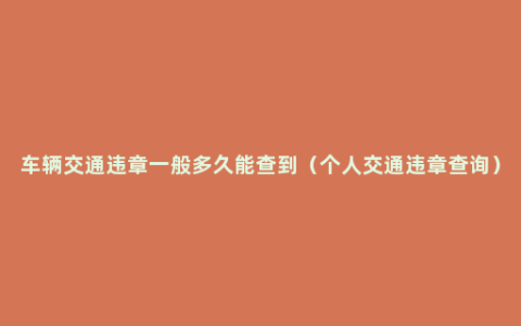 车辆交通违章一般多久能查到（个人交通违章查询）