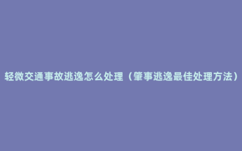 轻微交通事故逃逸怎么处理（肇事逃逸最佳处理方法）