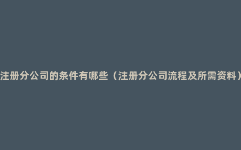 注册分公司的条件有哪些（注册分公司流程及所需资料）