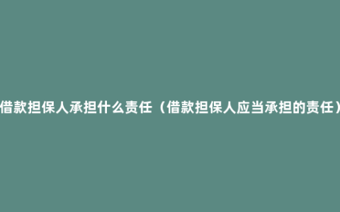 借款担保人承担什么责任（借款担保人应当承担的责任）